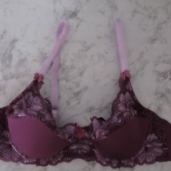 New Adore Me Bra 36B Purple Lace Underwire Push Up - Picture 1 of 9